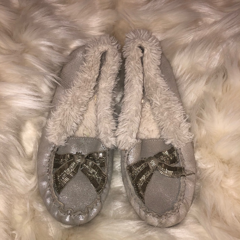 Women’s Silver Furry Loafers